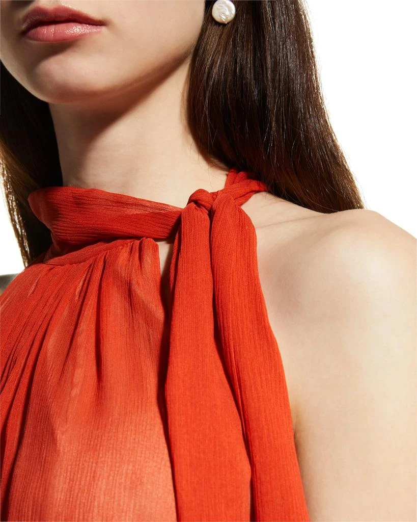商品Theory|Halter Tie-Bow Crinkled Silk Top,价格¥715,第5张图片详细描述