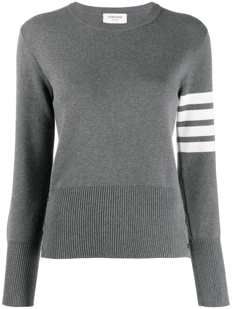 商品Thom Browne|THOM BROWNE WOMEN MILANO STITCH CLASSIC CREW NECK PULLOVER IN COTTON CREPE WITH 4 BAR,价格¥3743,第5张图片详细描述