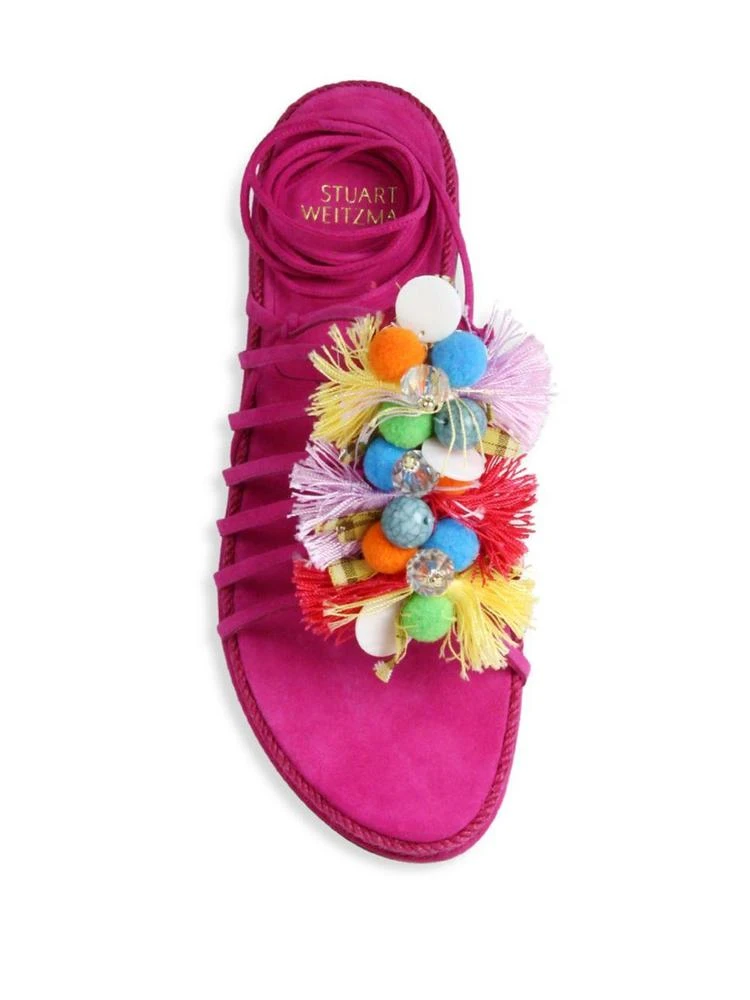 商品Stuart Weitzman|Noodles Embellished Suede Sandals,价格¥1208,第4张图片详细描述