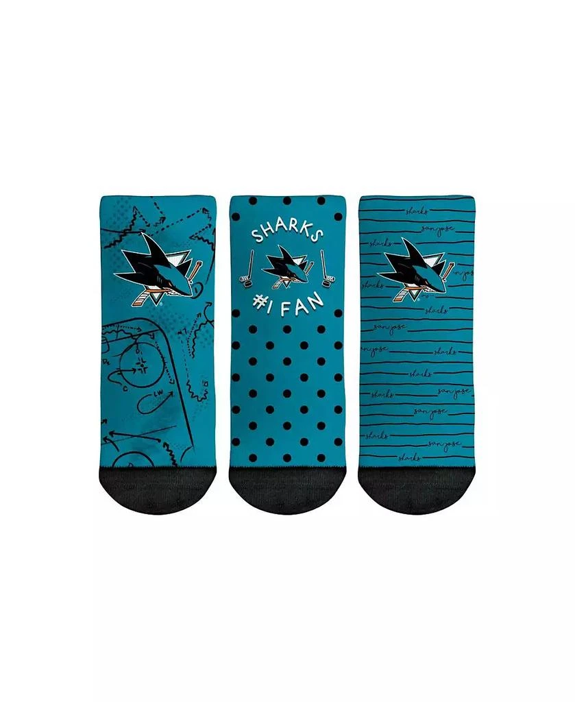 商品Rock 'Em|Toddler Boys and Girls Rock Em Socks San Jose Sharks #1 Fan 3-Pack Crew Socks Set,价格¥150,第1张图片