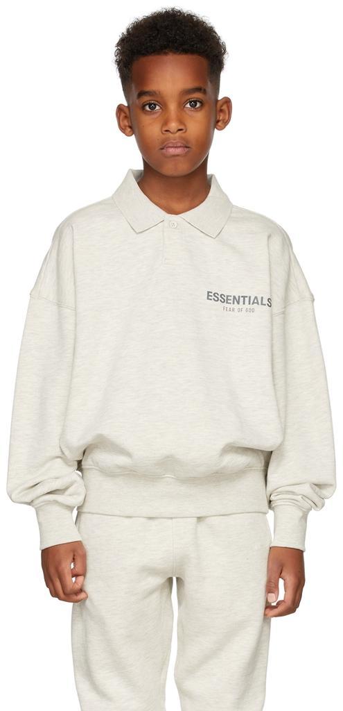 商品Essentials|Kids Off-White French Terry Long Sleeve Polo,价格¥305,第4张图片详细描述