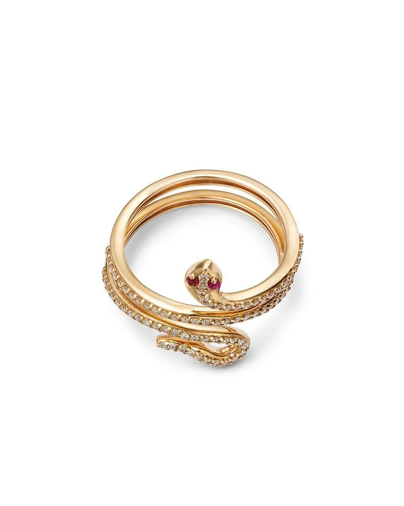 14K Yellow Gold Italy Ruby & Diamond Snake Wrap Ring - Exclusive 商品