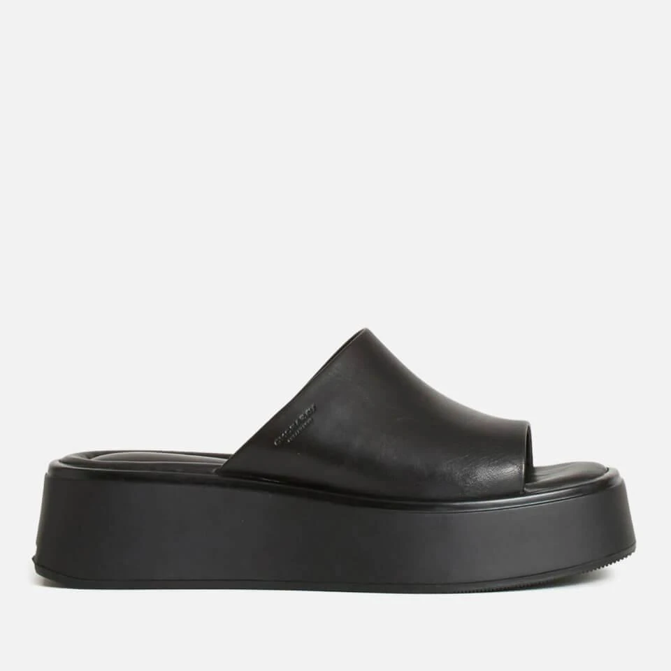 商品Vagabond|VAGABOND WOMEN'S COURTNEY LEATHER FLATFORM MULES - BLACK/BLACK,价格¥447,第1张图片