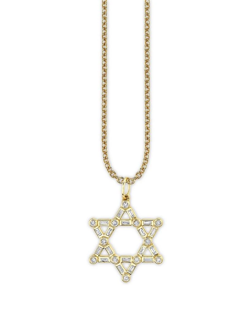 商品Sydney Evan|14K Yellow Gold Baguette & Round Diamond Bezel Star of David Charm Necklace, 0.26 ct. t.w.,价格¥16223,第1张图片