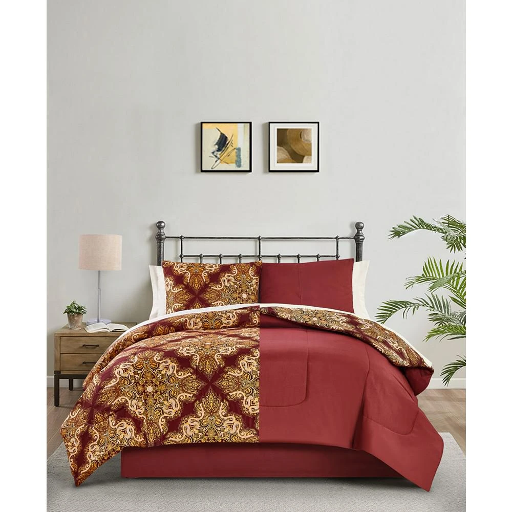 Red Selma Medallion 8 Piece Reversible Comforter Set, Created for Macy's 商品