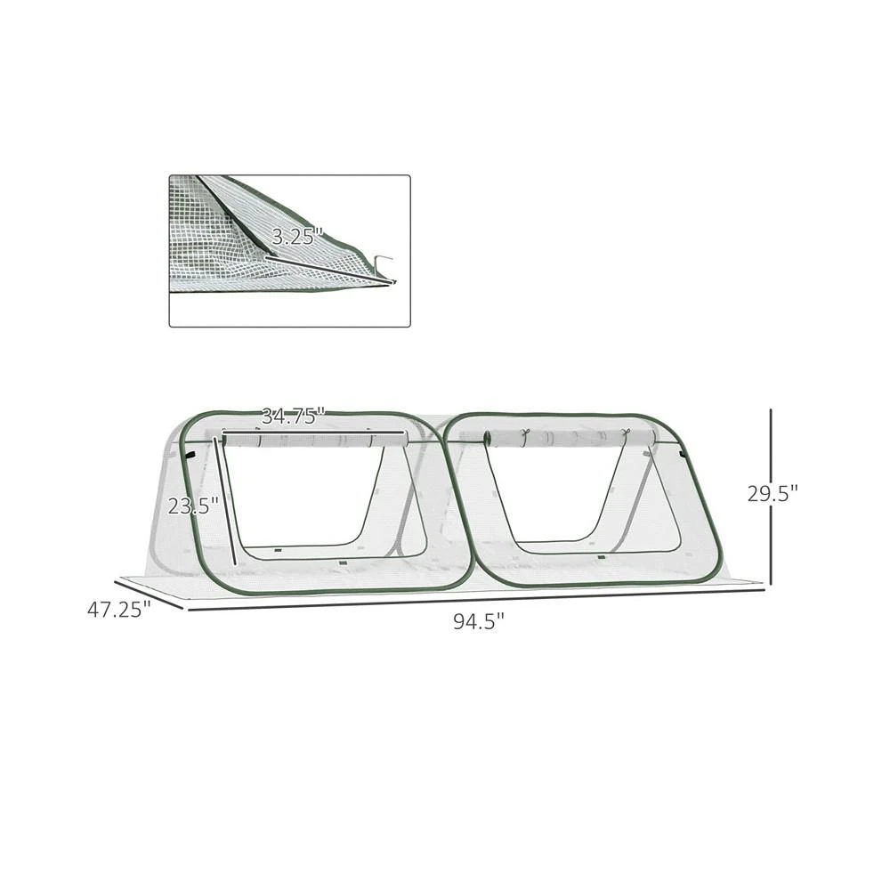 商品Outsunny|Pop Up Mini Greenhouse w/ Roll Up Doors & PE Cover, 95" x 47" x 30",价格¥553,第2张图片详细描述