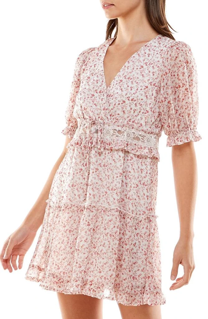 商品ROW A|Floral Lace Trim Chiffon Minidress,价格¥271,第2张图片详细描述