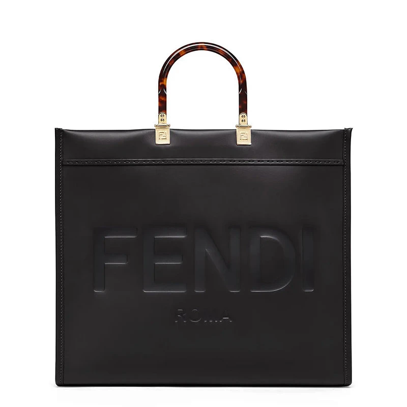 商品Fendi|【预售3-7天】FENDI/芬迪SHOPPING SUNSHINE系列 黑色小牛皮饰有机玻璃手柄手提购物包 8BH372ABVLF0KUR,价格¥20635,第1张图片