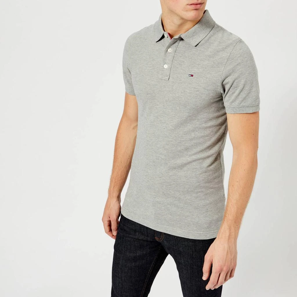 商品Tommy Jeans|Tommy Jeans Men's Original Fine Pique Polo Shirt - Light Grey Heather,价格¥486,第1张图片