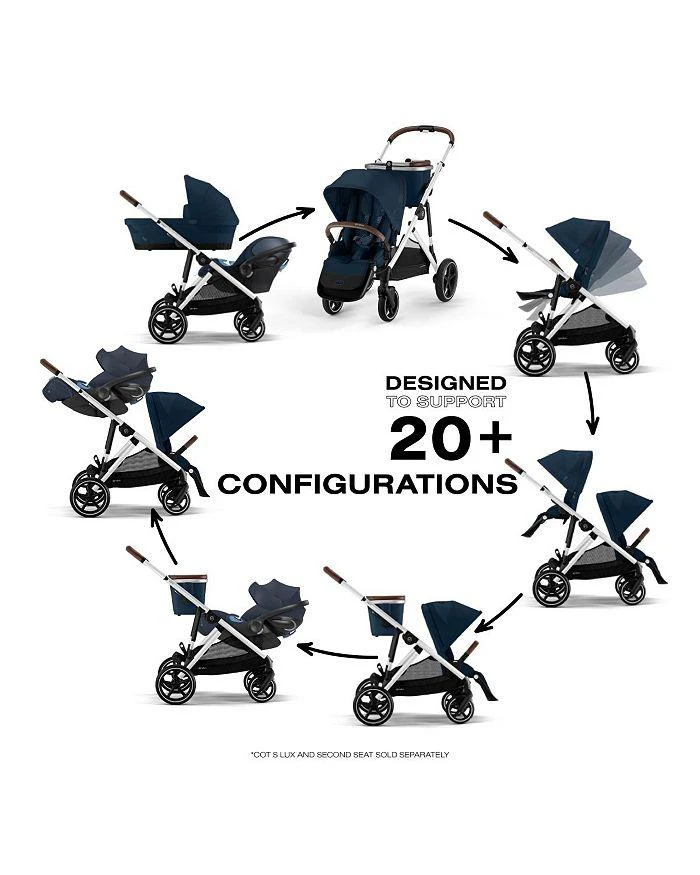 商品Cybex|Gazelle S Single to Double Travel System Stroller + Cloud G Lux Infant Car Seat with SensorSafe,价格¥10956,第2张图片详细描述