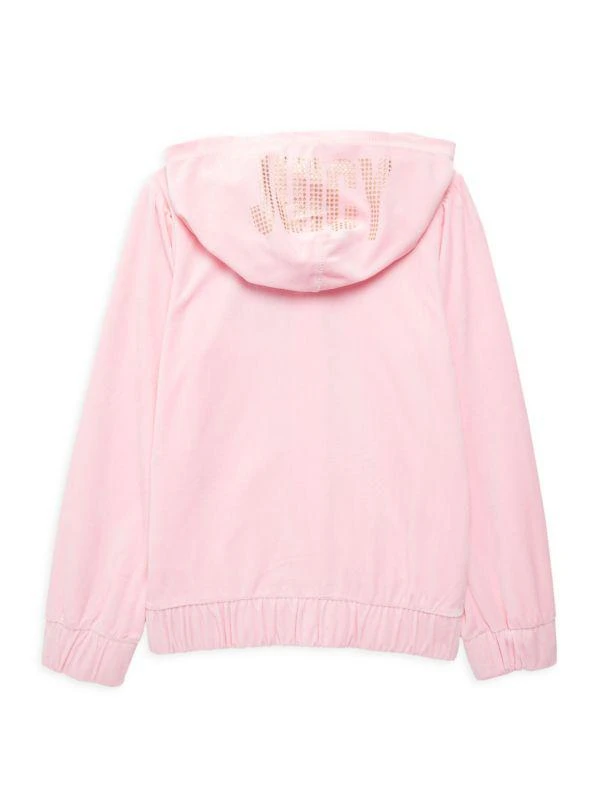 商品Juicy Couture|Girl's Logo Velour Zip Up Hoodie,价格¥120,第2张图片详细描述