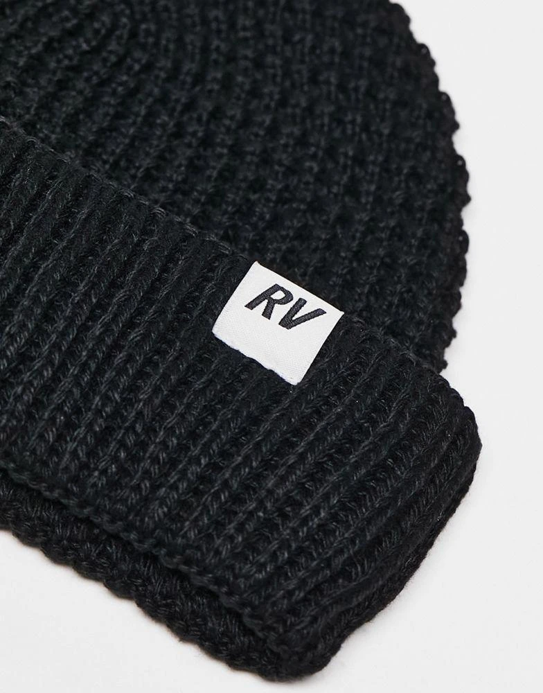 商品Reclaimed Vintage|Reclaimed Vintage unisex waffle beanie in black co-ord,价格¥67,第4张图片详细描述