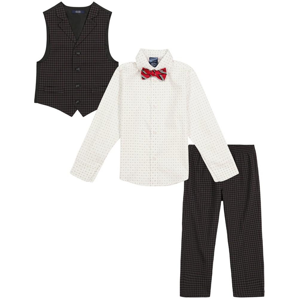 Little Boys Pin Dot Check Vest Set, 4 Piece商品第2张图片规格展示