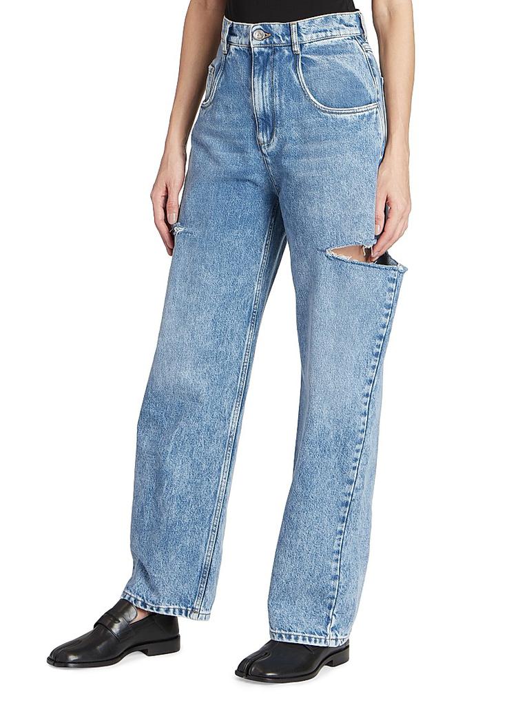 MAISON MARGIELA Wide-Leg Slashed Cut-Out Jeans - Pants