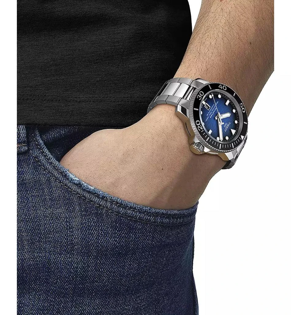 商品Tissot|Men's Swiss Automatic Seastar Stainless Steel Bracelet Watch 46mm,价格¥8711,第4张图片详细描述