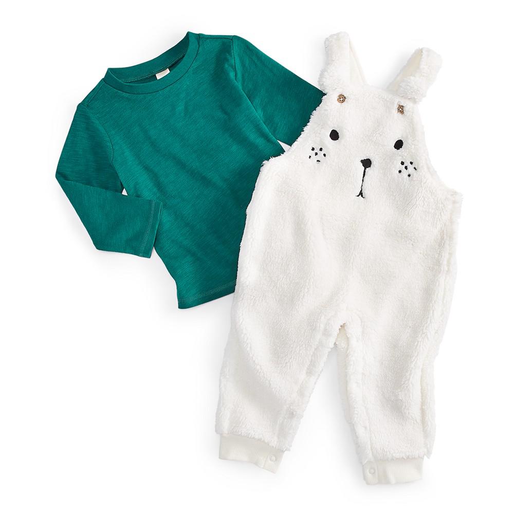 Baby Boys 2-Pc. Shirt & Fleece Bunny Overall Set, Created for Macy's商品第1张图片规格展示