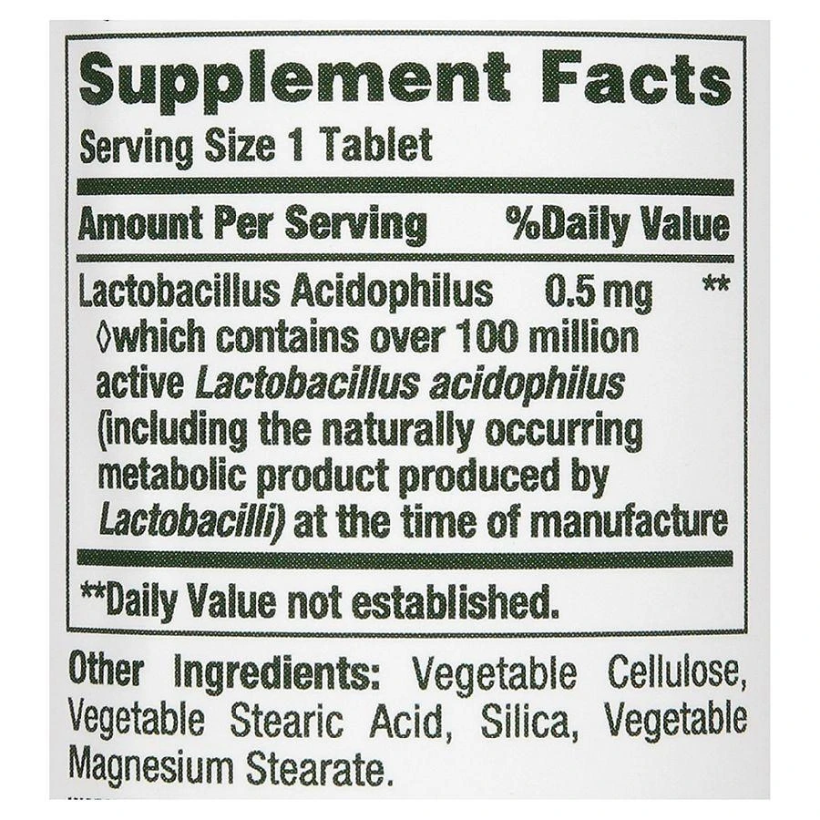 商品Nature's Bounty|Probiotic Acidophilus Dietary Supplement Tablets,价格¥109,第2张图片详细描述