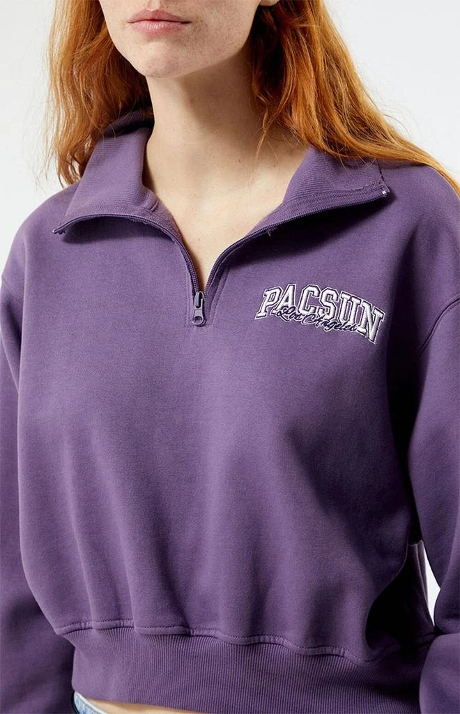 商品PacSun|Los Angeles Half Zip Cropped Sweatshirt,价格¥94,第2张图片详细描述