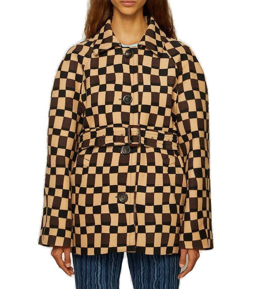 商品Marni|Marni Checked Belted Long-Sleeved Jacket,价格¥8952,第1张图片