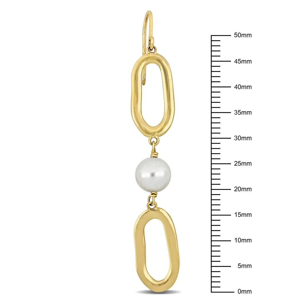 商品Mimi & Max|Mimi & Max 6.5-7mm Cultured Freshwater Pearl Oval Link Drop Earrings in 10k Yellow Gold,价格¥1275,第3张图片详细描述