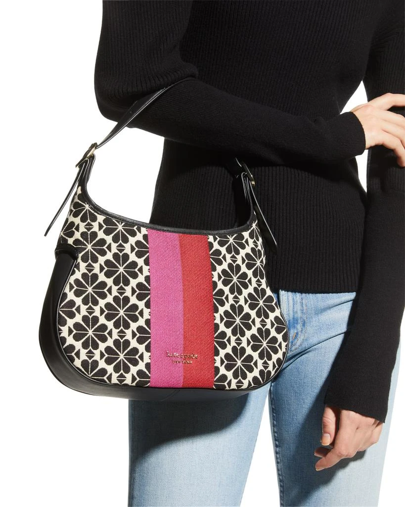 商品Kate Spade|spade flower jacquard stripe hobo bag,价格¥1192,第5张图片详细描述