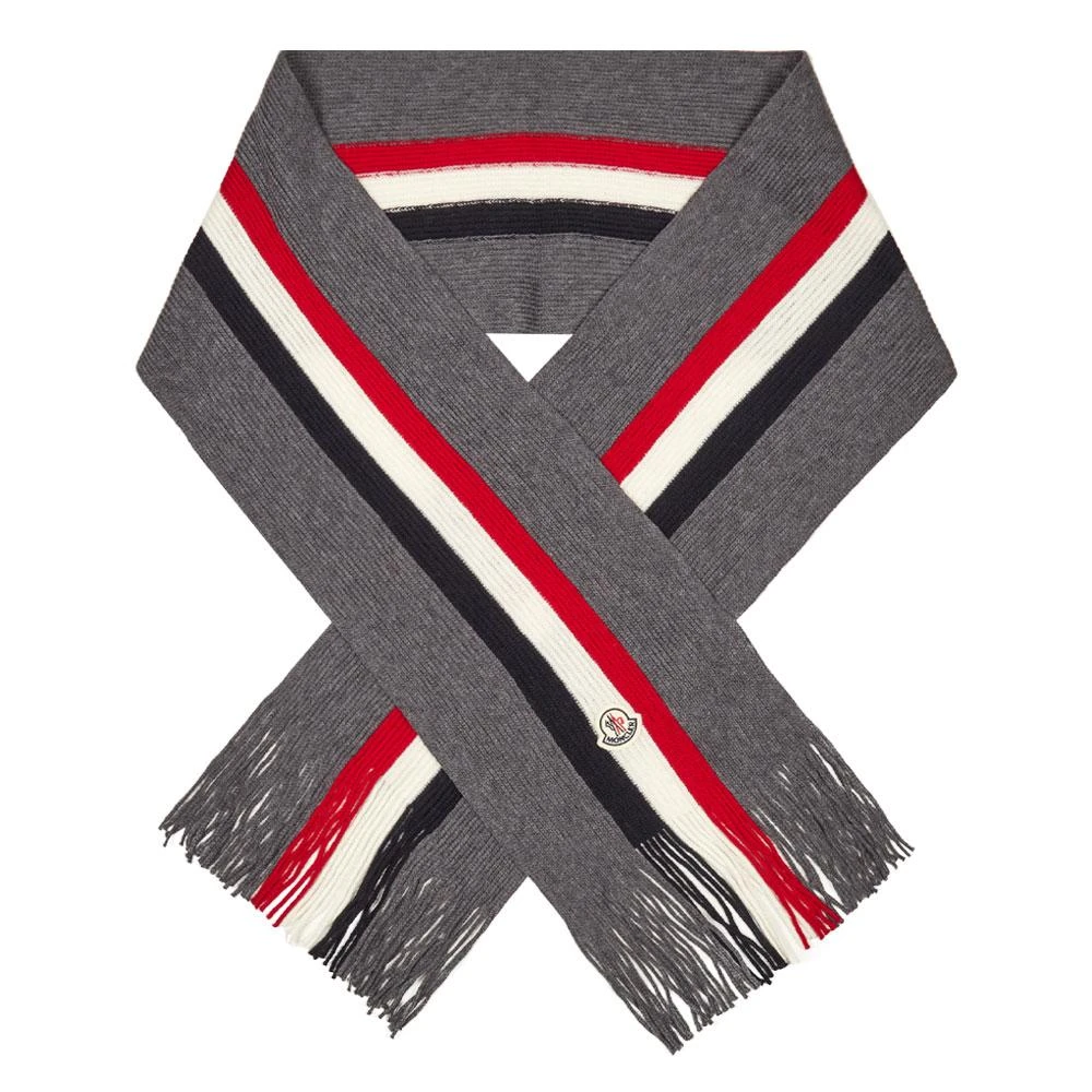 商品Moncler|Moncler Striped Scarf - Grey,价格¥1544,第1张图片