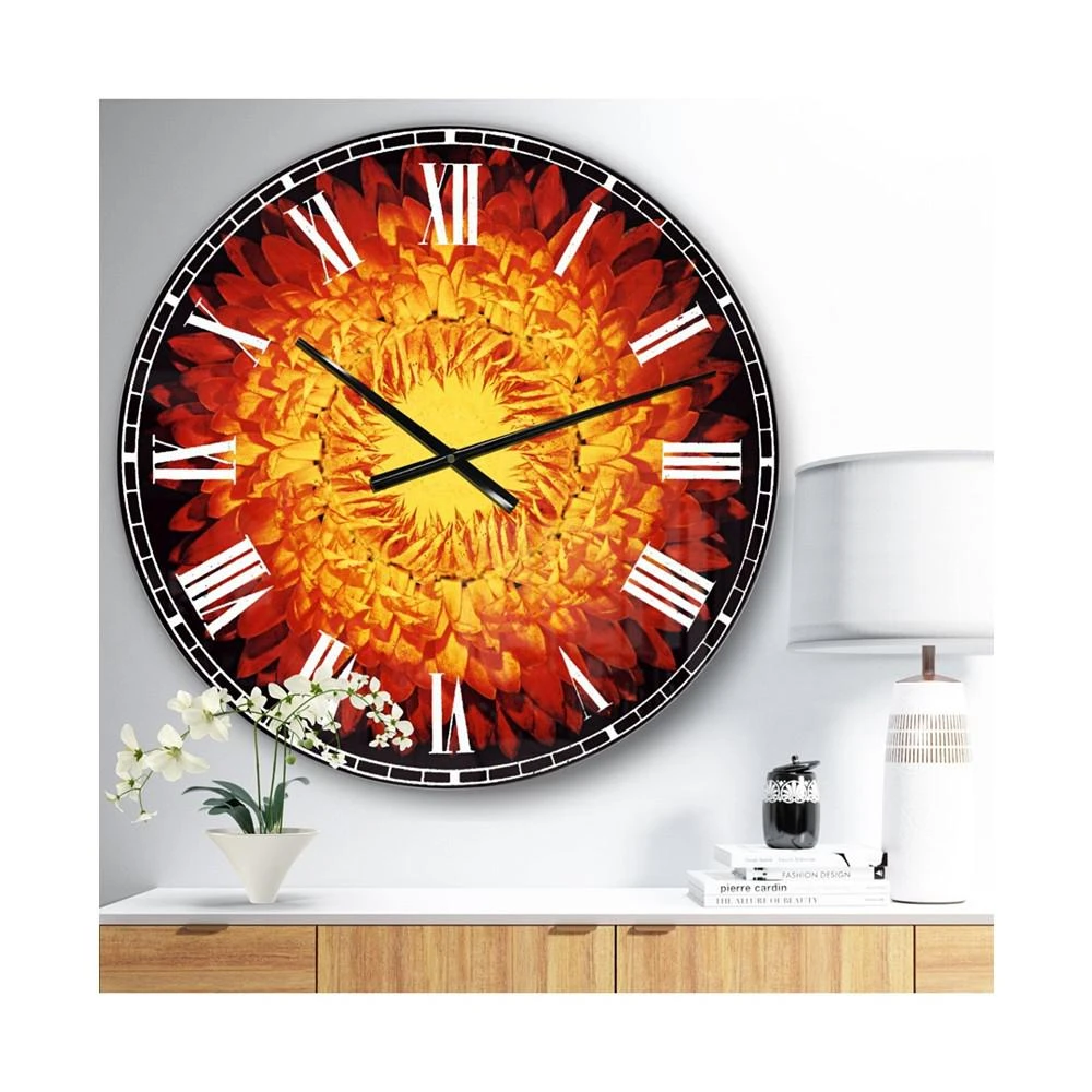 商品Design Art|Designart Oversized Floral Round Metal Wall Clock,价格¥1226,第4张图片详细描述