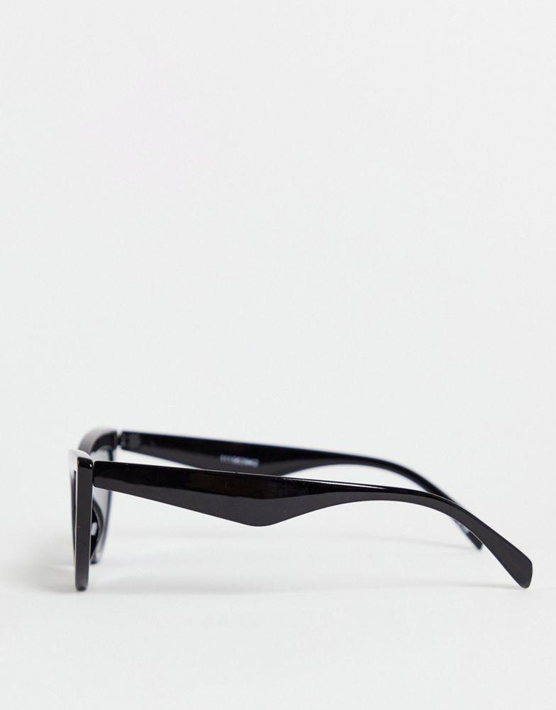 ASOS DESIGN bevelled cat eye sunglasses in shiny black商品第4张图片规格展示