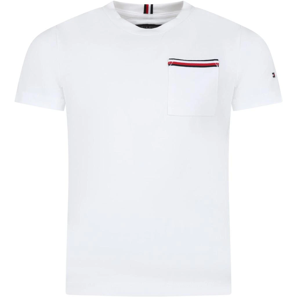商品Tommy Hilfiger|White T-shirt For Boy With Logo,价格¥514,第1张图片
