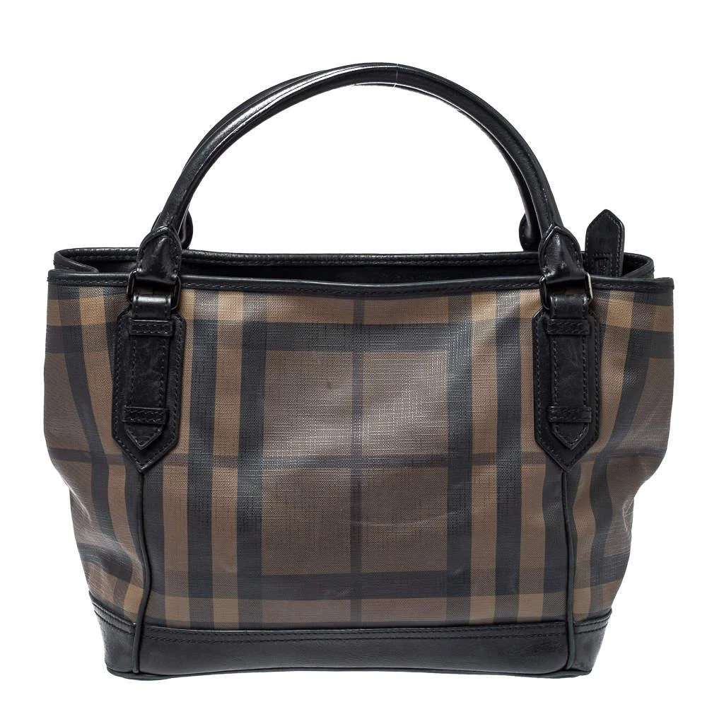 商品[二手商品] Burberry|Burberry Brown/Black Smoke Check PVC and Leather Tote,价格¥1933,第1张图片