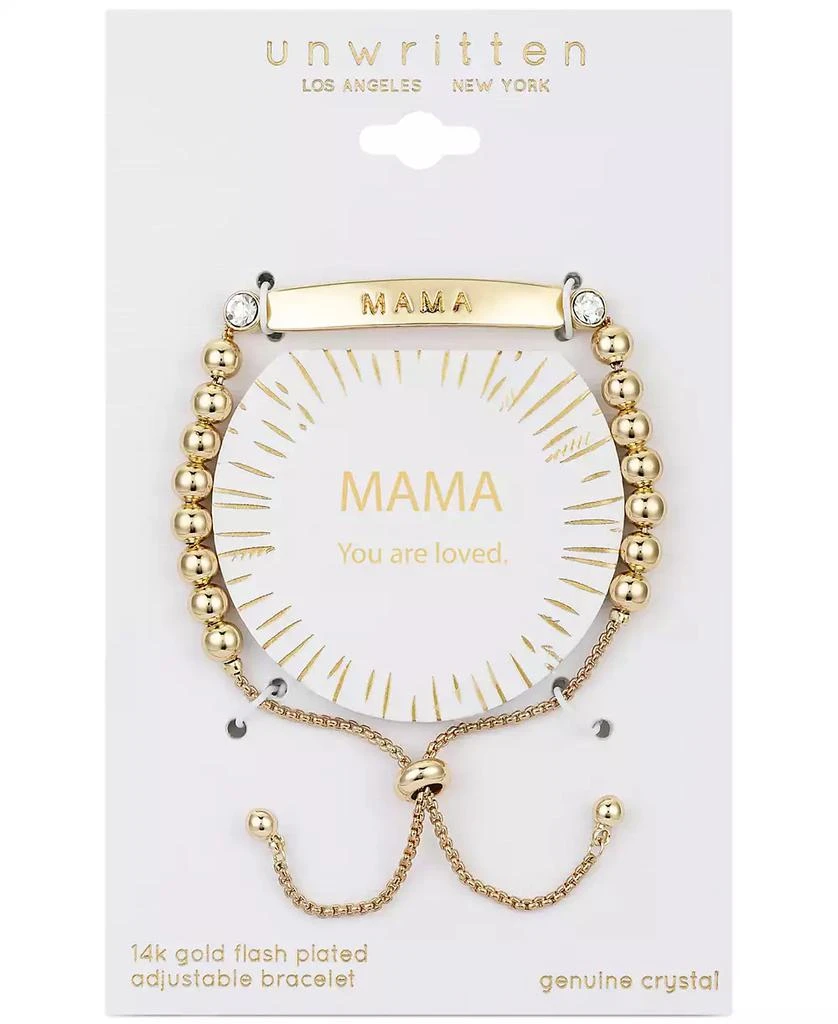 商品Unwritten|Gold Flash Plated "Mama" Bar and Bead Bolo Bracelet,价格¥420,第2张图片详细描述