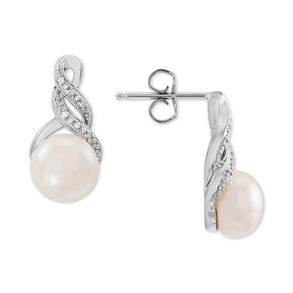 Cultured Freshwater Pearl (8 & 9mm) and Diamond Accent Pendant Necklace and Earrings Set in Sterling Silver or 14k Gold Over Silver 商品