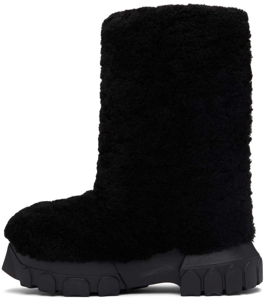 商品Rick Owens|Black Shearling Lunar Tractor Boots,价格¥4318,第3张图片详细描述