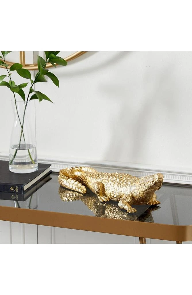 商品WILLOW ROW|Goldtone Polystone Traditional Crocodile Sculpture,价格¥393,第3张图片详细描述