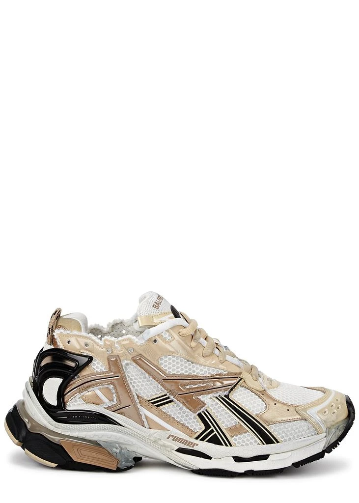 商品Balenciaga|Runner gold distressed panelled mesh sneakers,价格¥5158,第1张图片