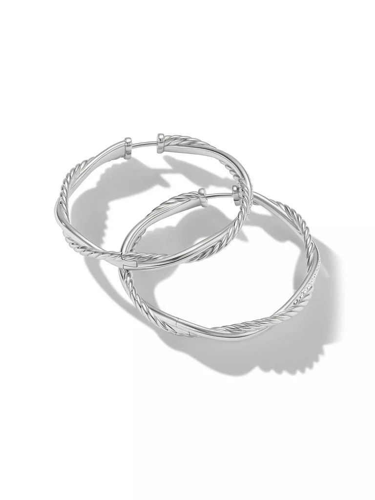 商品David Yurman|Infinity Hoop Earrings in Sterling Silver with Diamonds, 42MM,价格¥14610,第2张图片详细描述