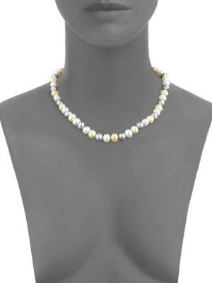 商品BELPEARL|3-Piece Sterling Silver 8-9mm Multicolored Semi Round Cultured Freshwater Pearl Collar Necklace, Bracelet & Stud Earrings Set,价格¥828,第2张图片详细描述