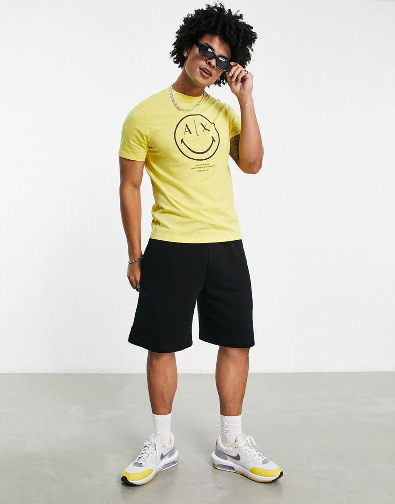 Armani Exchange x Smiley Face t-shirt in yellow商品第3张图片规格展示