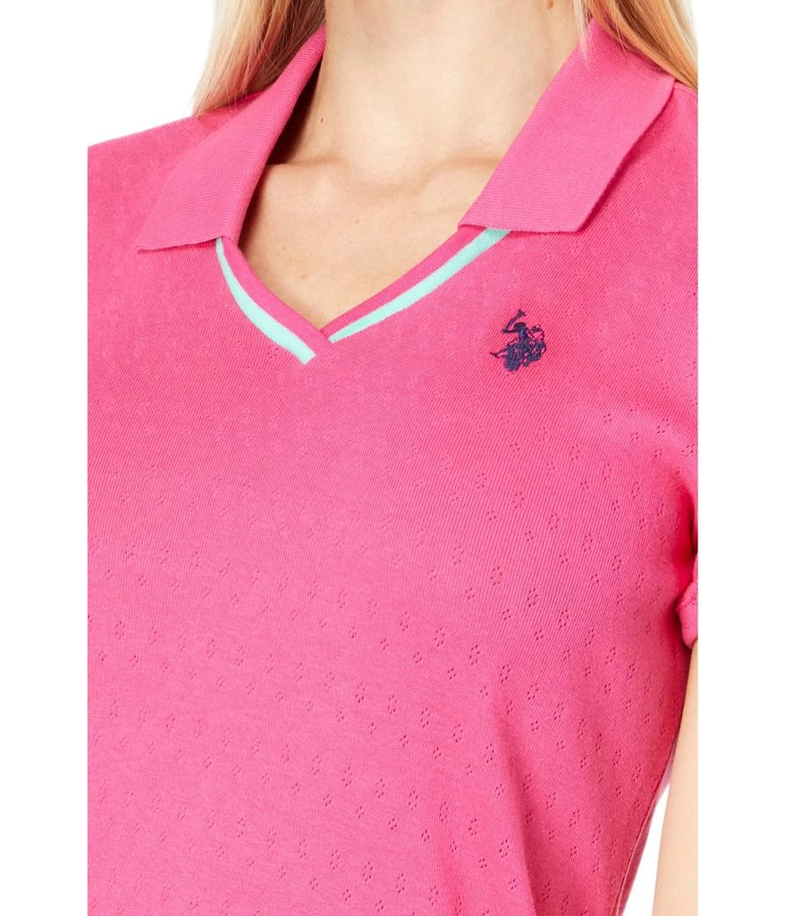 商品U.S. POLO ASSN.|Short Sleeve Tipped Pointelle Knit Polo Shirt,价格¥117,第3张图片详细描述