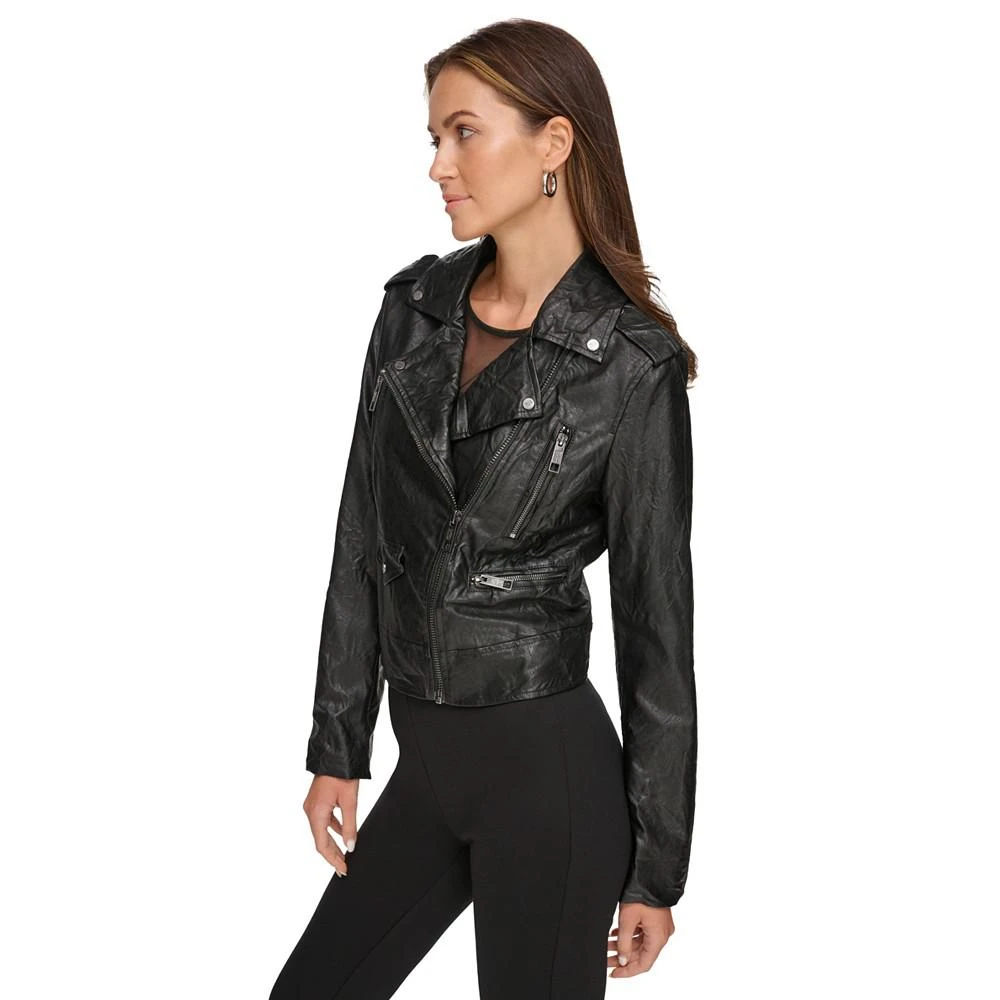 商品DKNY|Women's Asymmetric Faux-Leather Moto Jacket,价格¥447,第3张图片详细描述