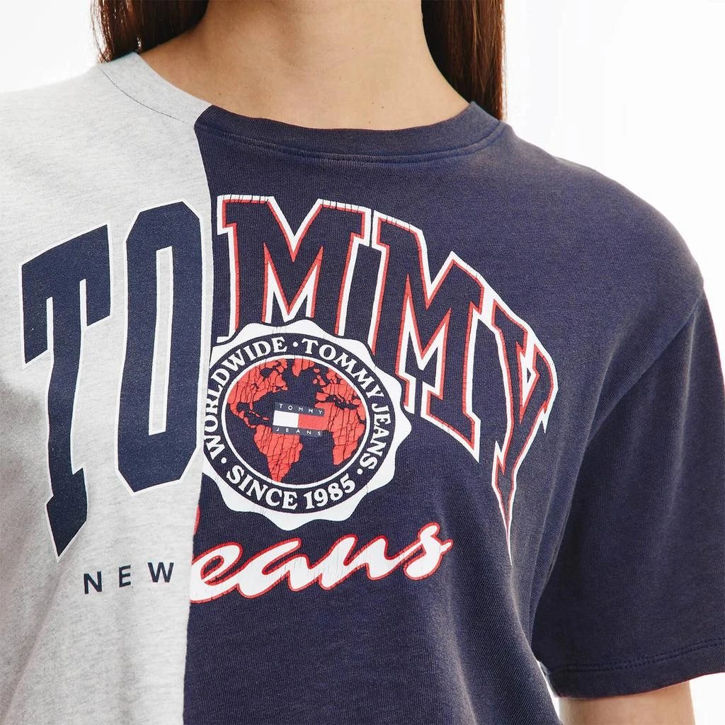 商品Tommy Jeans|Tommy Jeans Women's Tjw Crop College Splicing T-Shirt - Twilight Navy/Multi,价格¥121,第3张图片详细描述