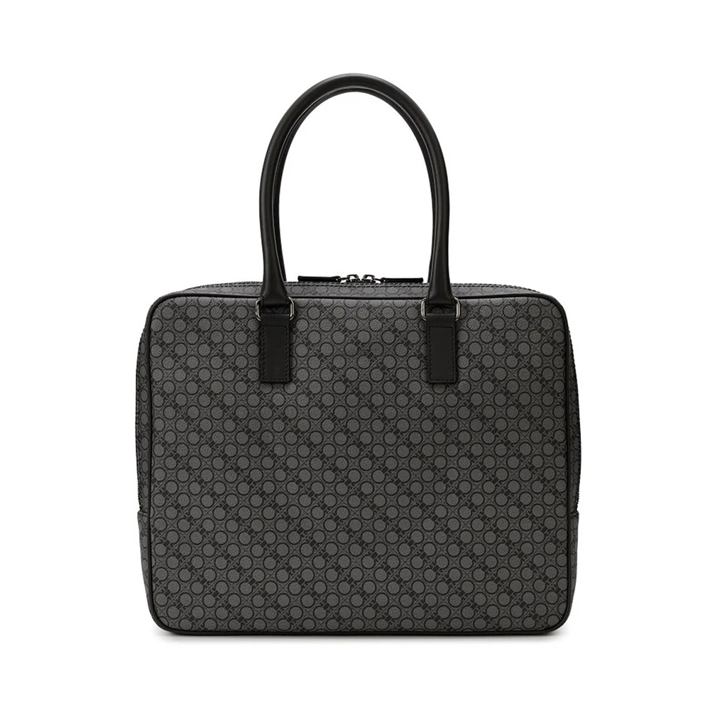 SALVATORE FERRAGAMO 男士灰色圆点中号手提包 24-9777-606169 商品