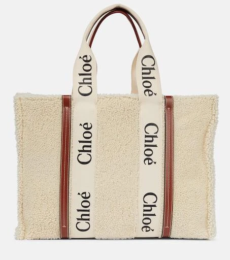 商品Chloé|Woody Large shearling and leather tote,价格¥16283,第1张图片