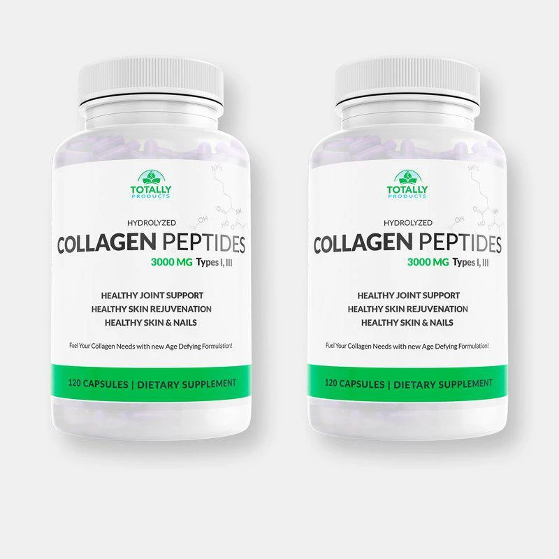 商品Totally Products|Hydrolyzed Collagen Peptides 750mg Protein Powder  2 Bottle Of 120 Capsules,价格¥144,第1张图片