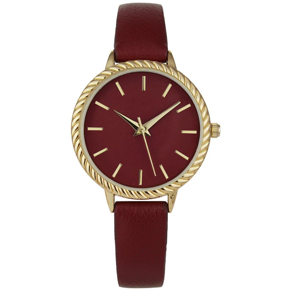 Women's Red Faux Leather Strap Watch 32mm, Created for Macy's商品第1张图片规格展示