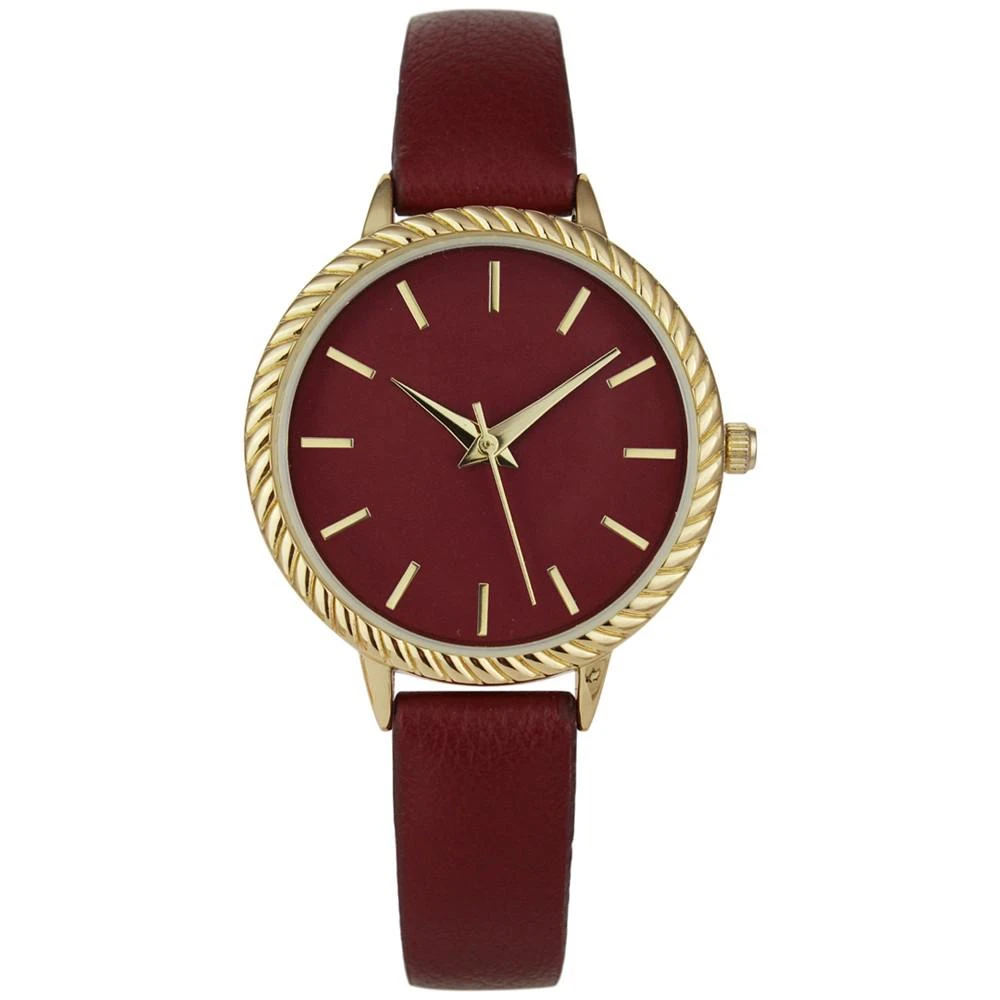 商品Charter Club|Women's Red Faux Leather Strap Watch 32mm, Created for Macy's,价格¥118,第1张图片