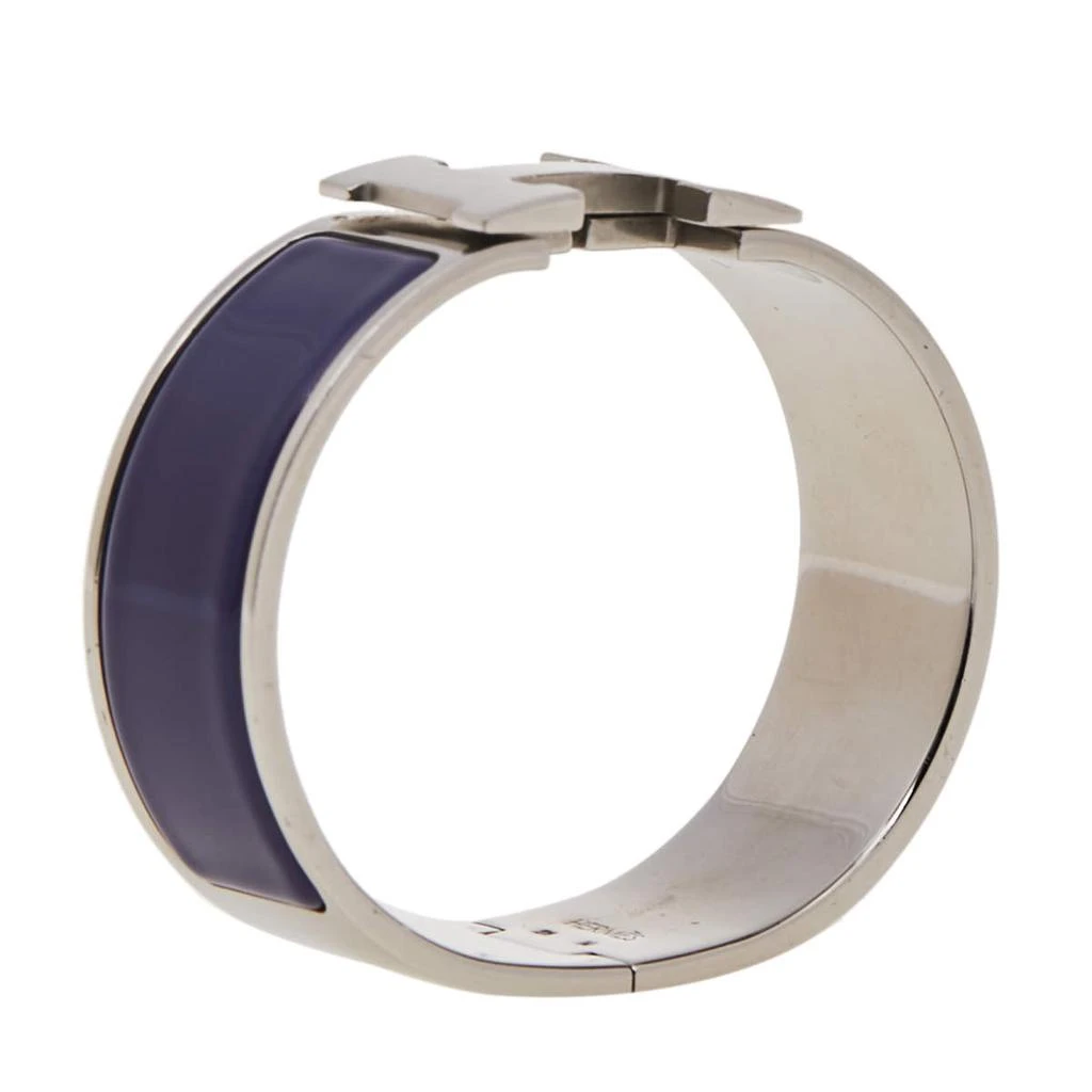 商品[二手商品] Hermes|Hermès Clic H Purple Enamel Palladium Plated Narrow Bracelet PM,价格¥2328,第2张图片详细描述