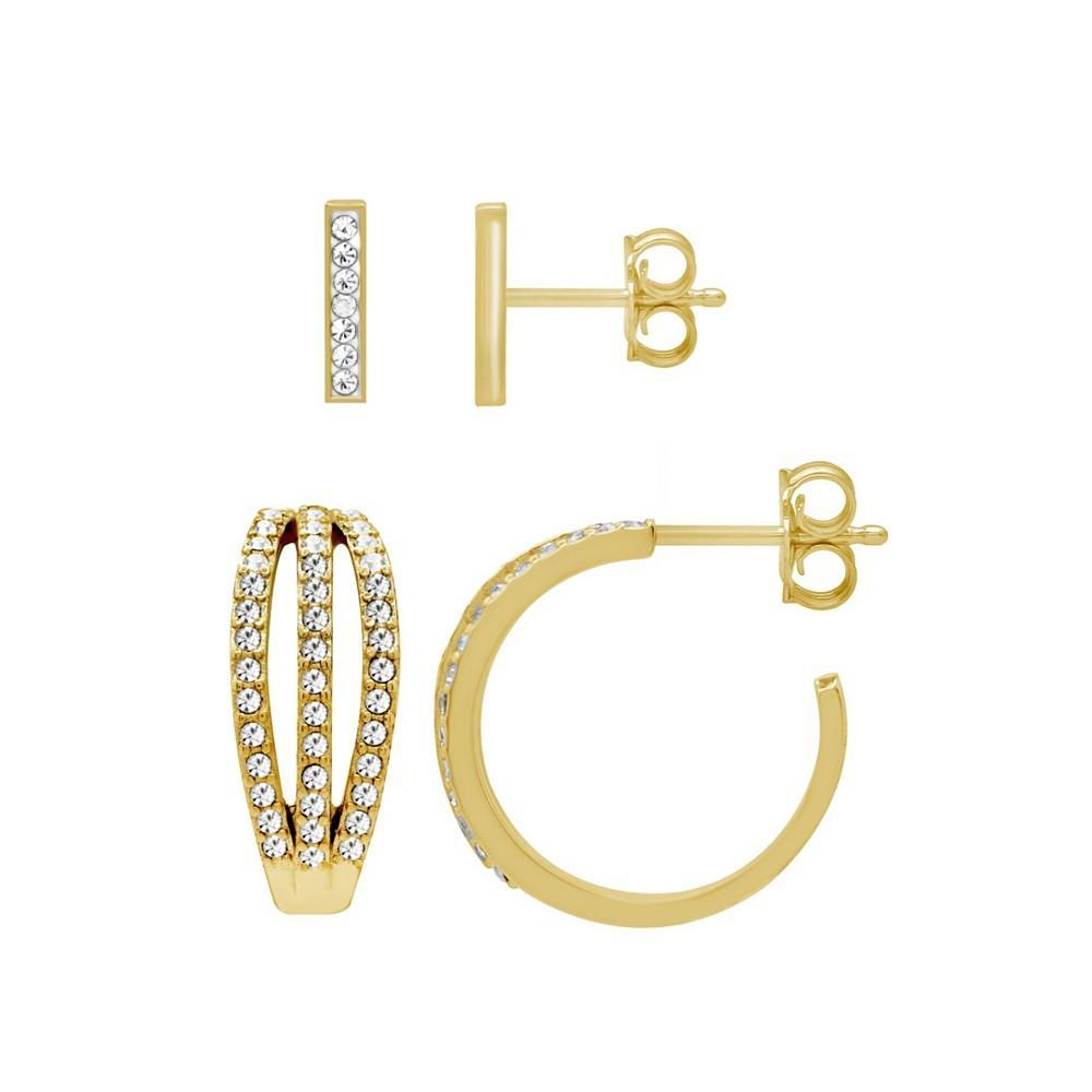 商品Essentials|Gold Plated 2-Piece C Hoop Bar Earrings Set,价格¥186,第1张图片