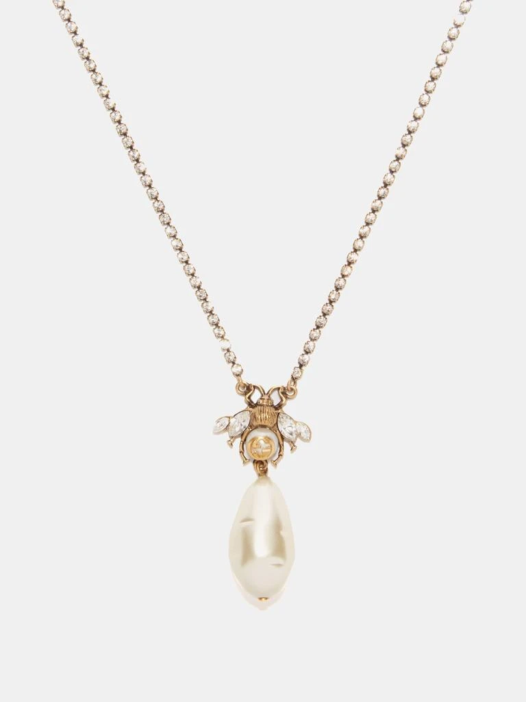 商品Gucci|Bee crystal-embellished faux-pearl necklace,价格¥5150,第1张图片