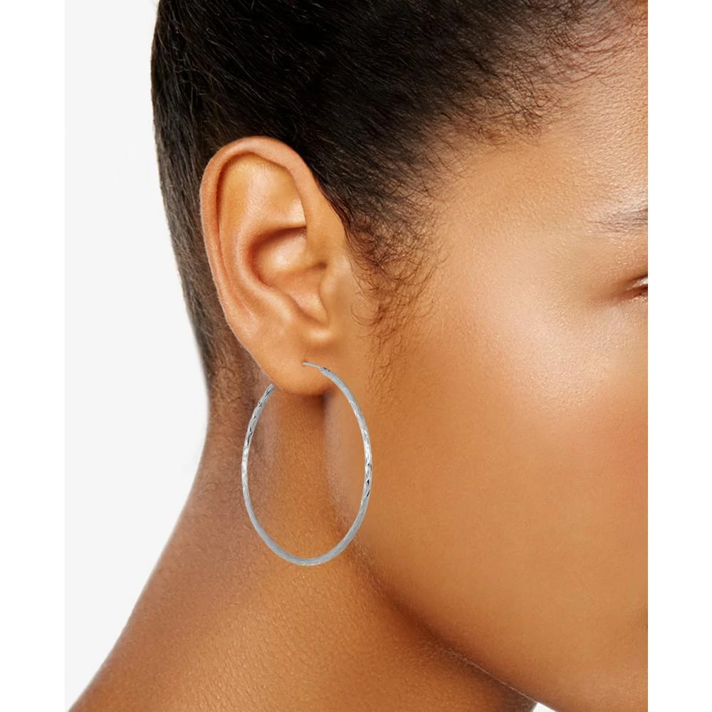 商品Essentials|And Now This Medium Textured Endless Hoop Earrings, 2" in Silver or Gold Plate,价格¥304,第2张图片详细描述